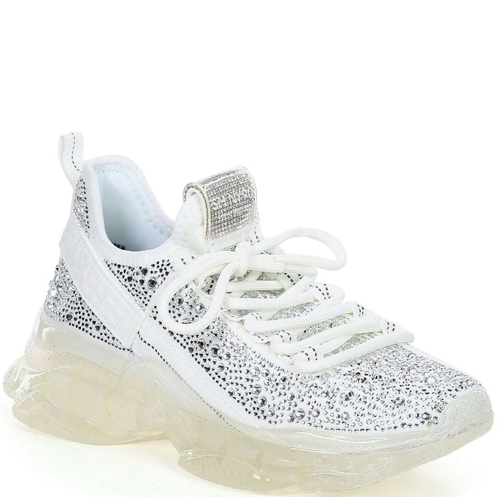 Steve Madden Maxima Rhinestone Embellished Chunky Sneakers, White, Size 10